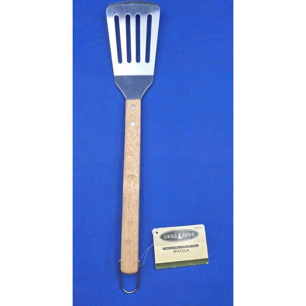 Grill Zone 18" Stainless Steel Spatula Comfort Grip Wood Handle NWT